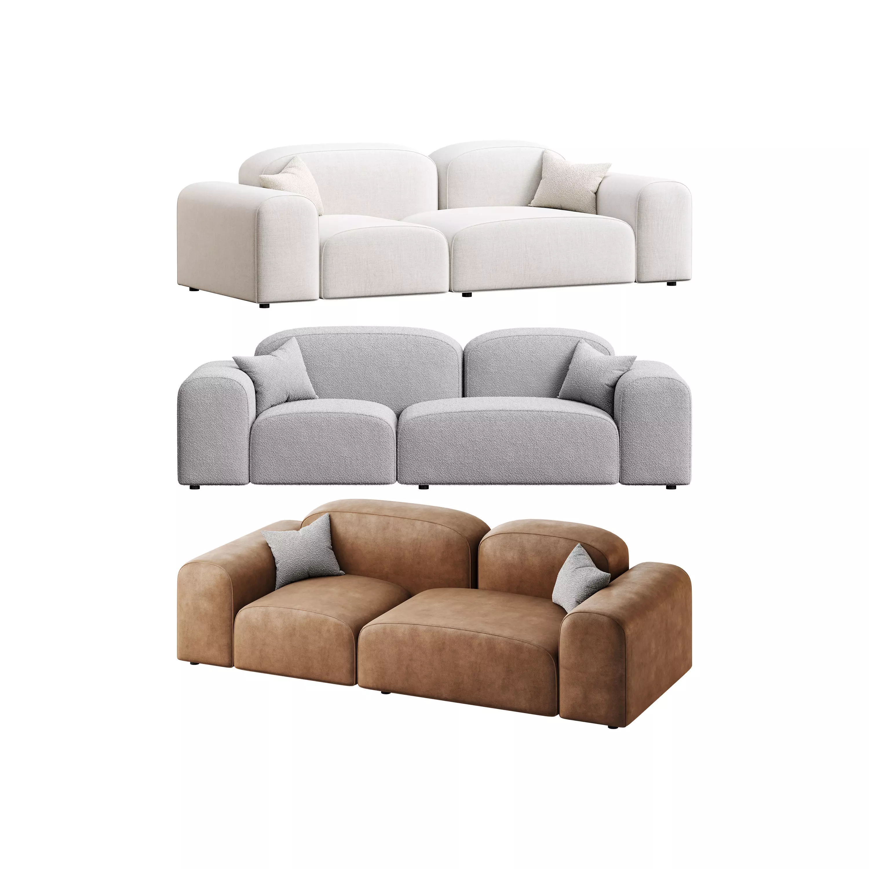 Modern Solid Sofa 3D model_0