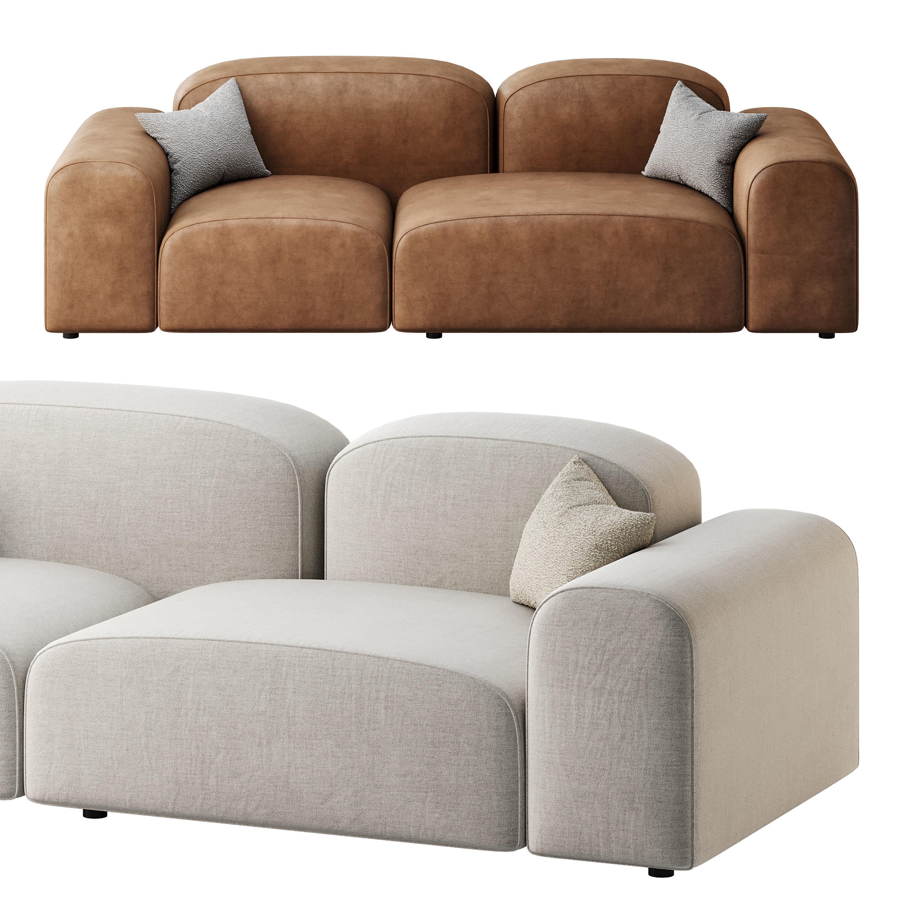Modern Solid Sofa 3D model_10