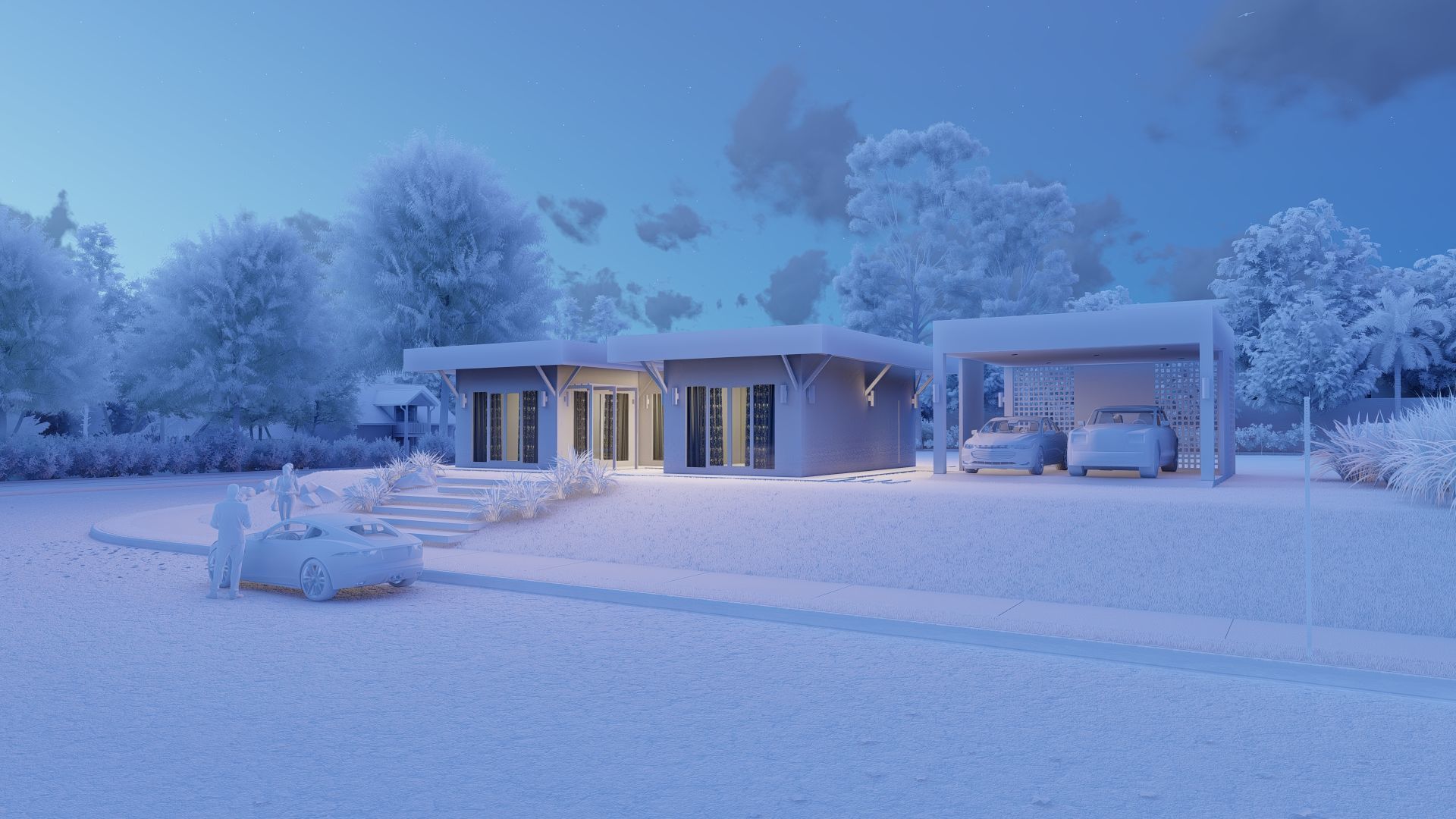 Casa Scene-villa-modern house 3D model_8