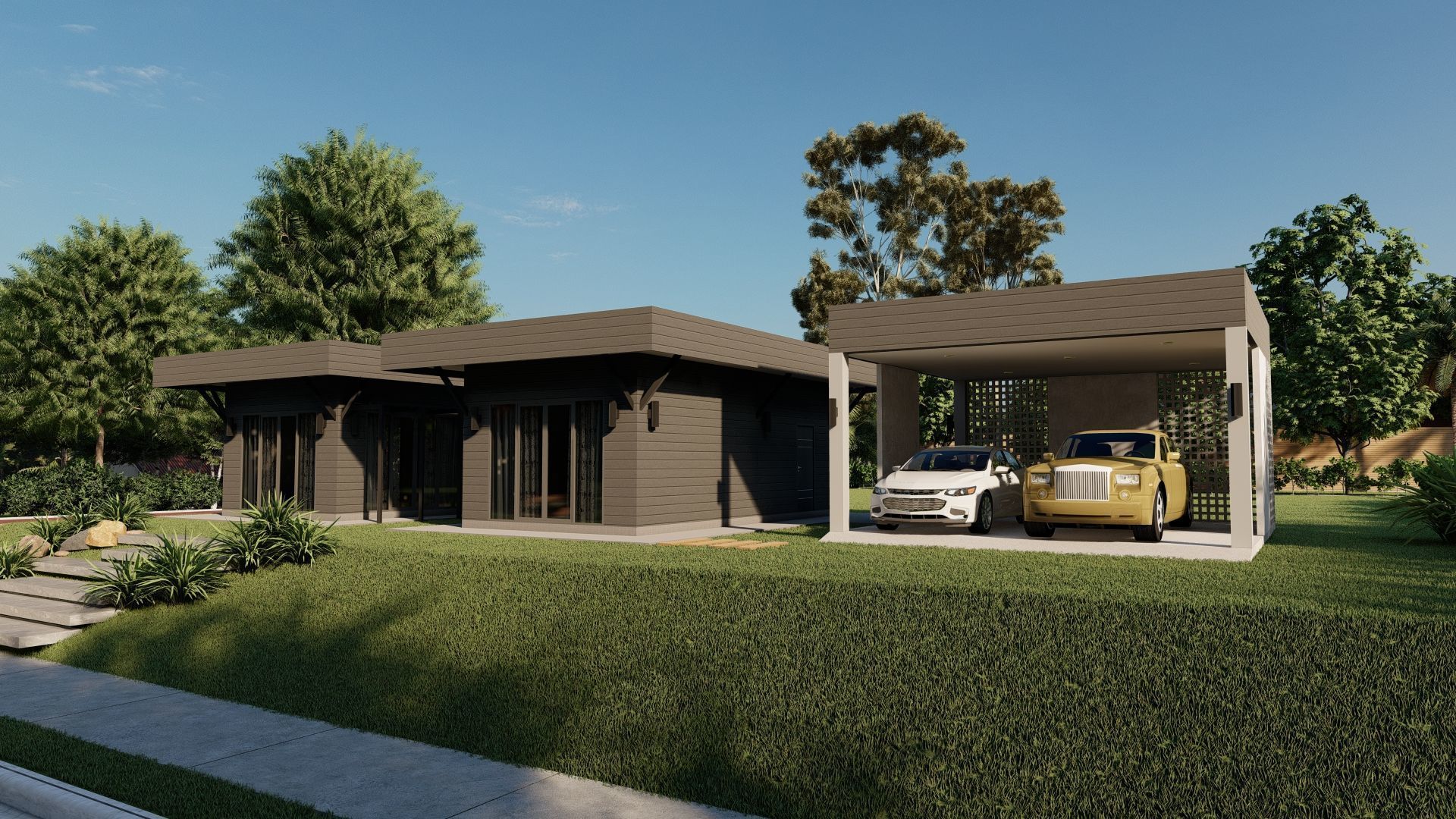 Casa Scene-villa-modern house 3D model_1