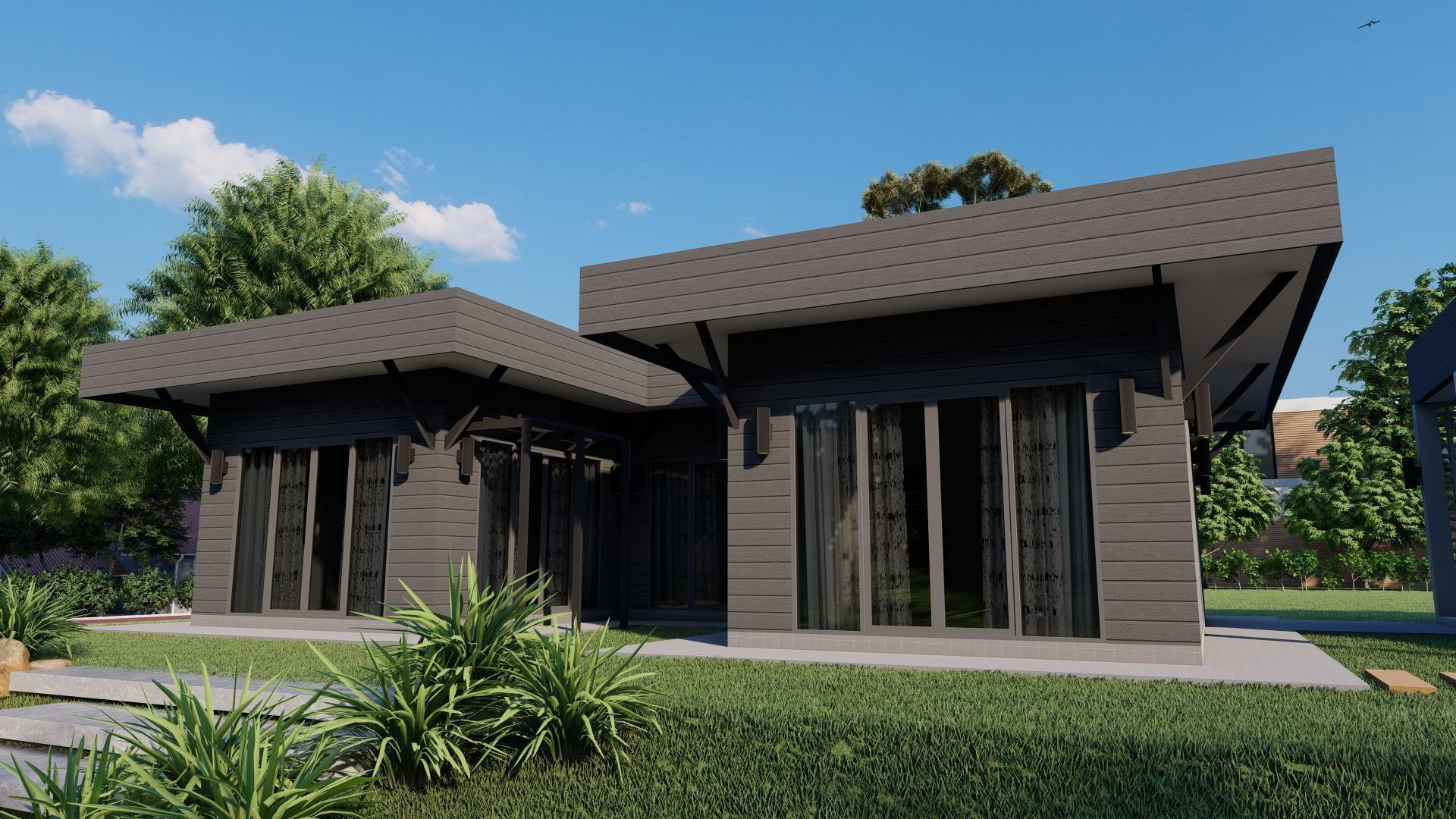 Casa Scene-villa-modern house 3D model_4