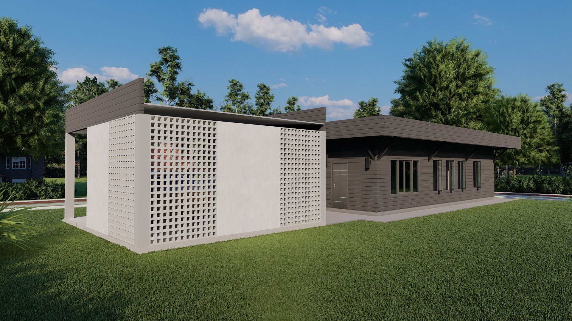 Casa Scene-villa-modern house 3D model_2