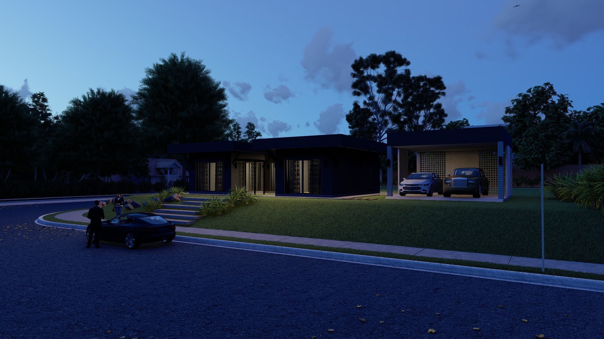 Casa Scene-villa-modern house 3D model_18