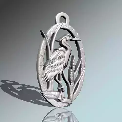 EGRET BIRD PENDANT M05 3D print model
