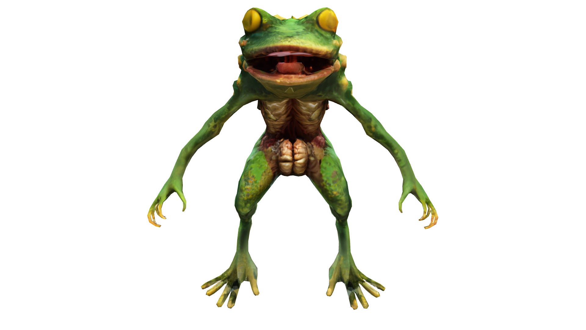 Monstrous Humanoid Frog Creature Low-poly 3D model_3