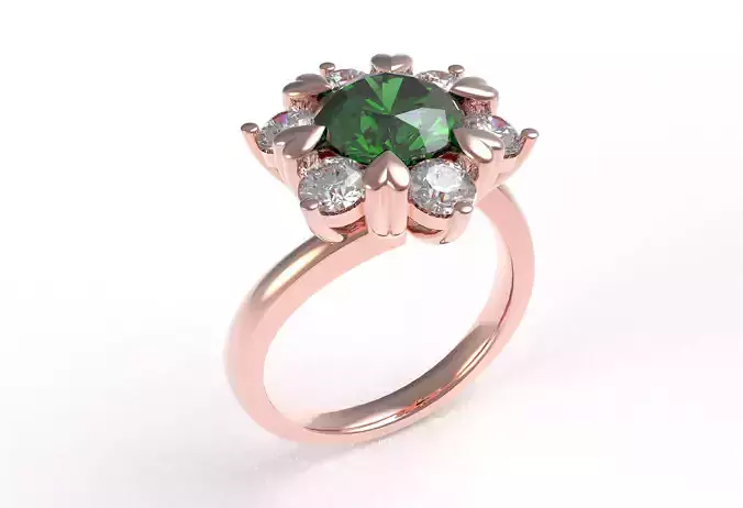 Heart Prong Round Diamond Engagement Ring