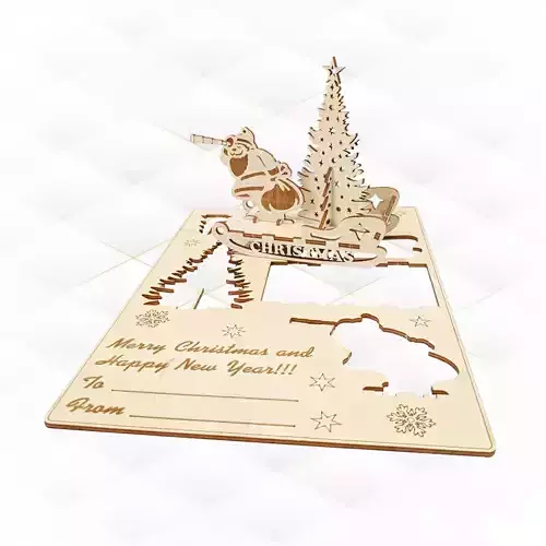 Christmas Gift Card laser cutting design svg dxf files 3D print model