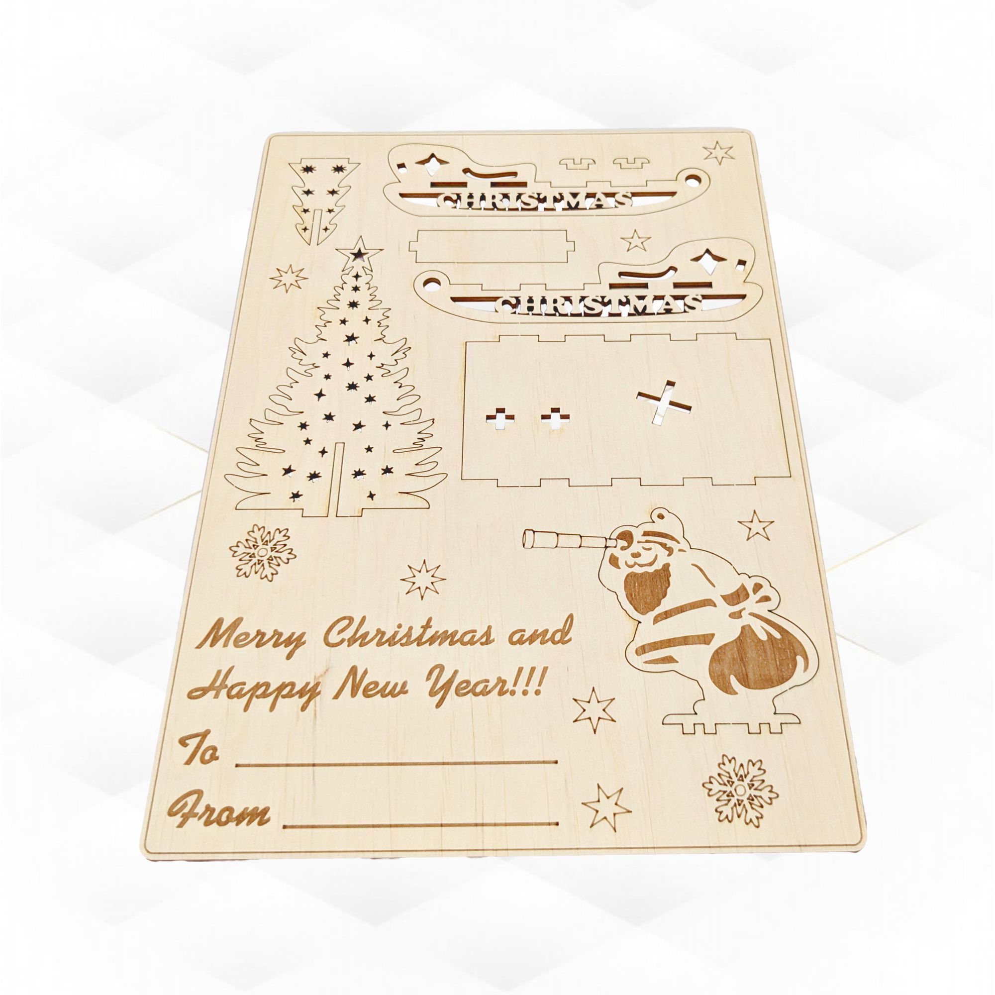 Christmas Gift Card laser cutting design svg dxf files 3D print model_1
