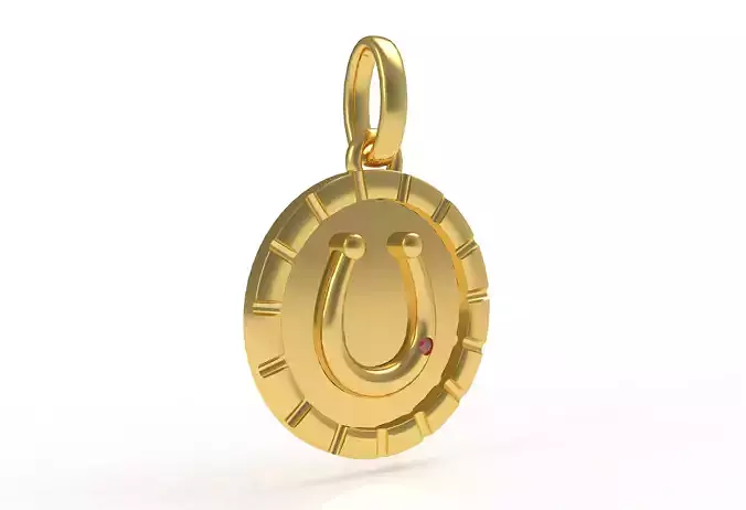 Horseshoe Single Diamond Small Pendant