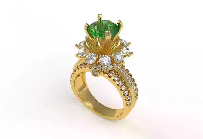 Large Round Diamond Cocktail Ring