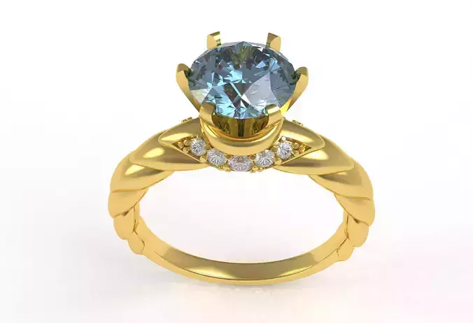 Large Round Diamond Crown Engagement Ring