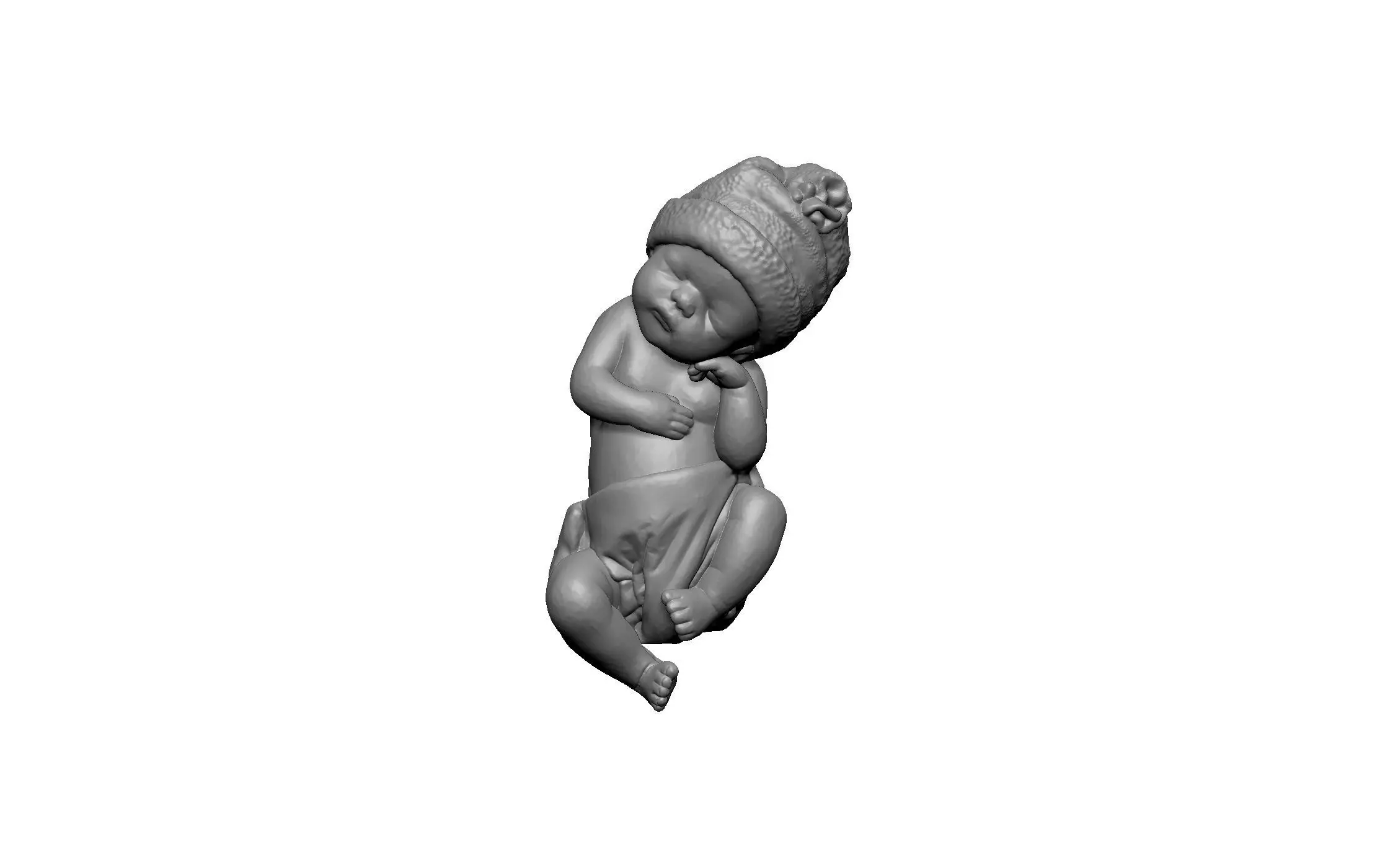 sleeping baby child doll with hat 3D print model_0