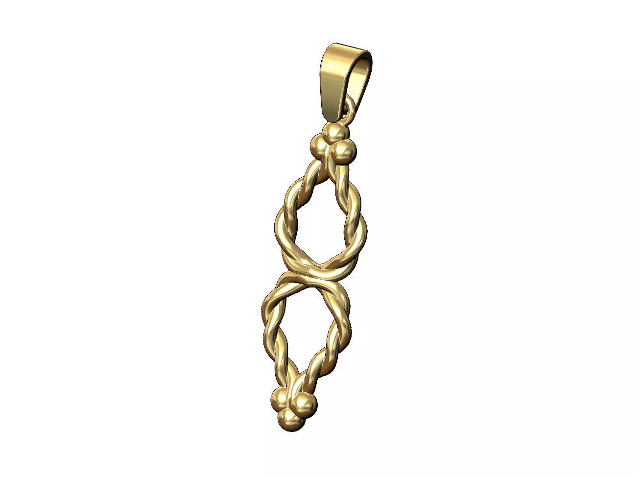 Braided wire double bead crown vintage pendant charm 3D print model