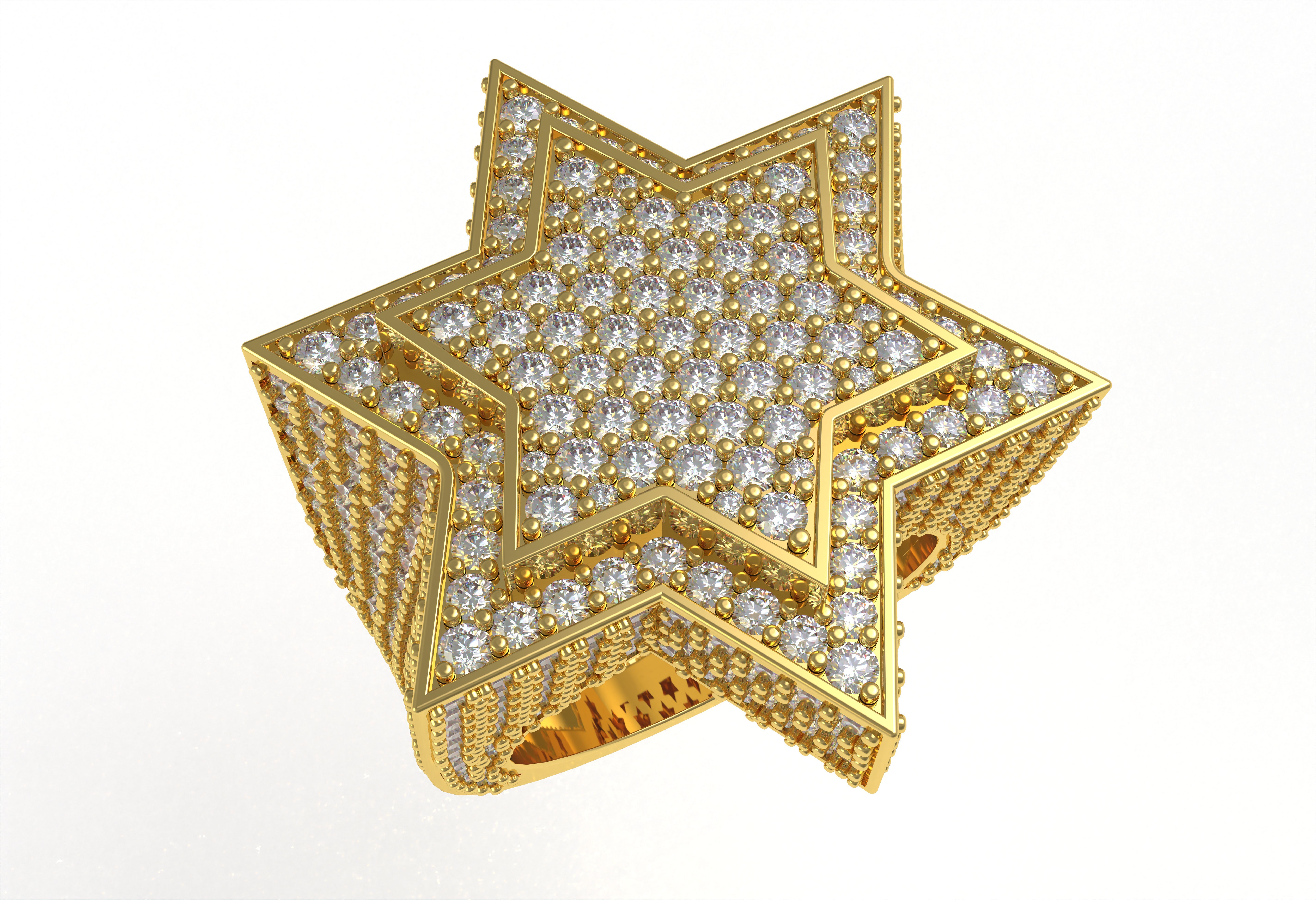 Star Diamond Ring 3D print model_9