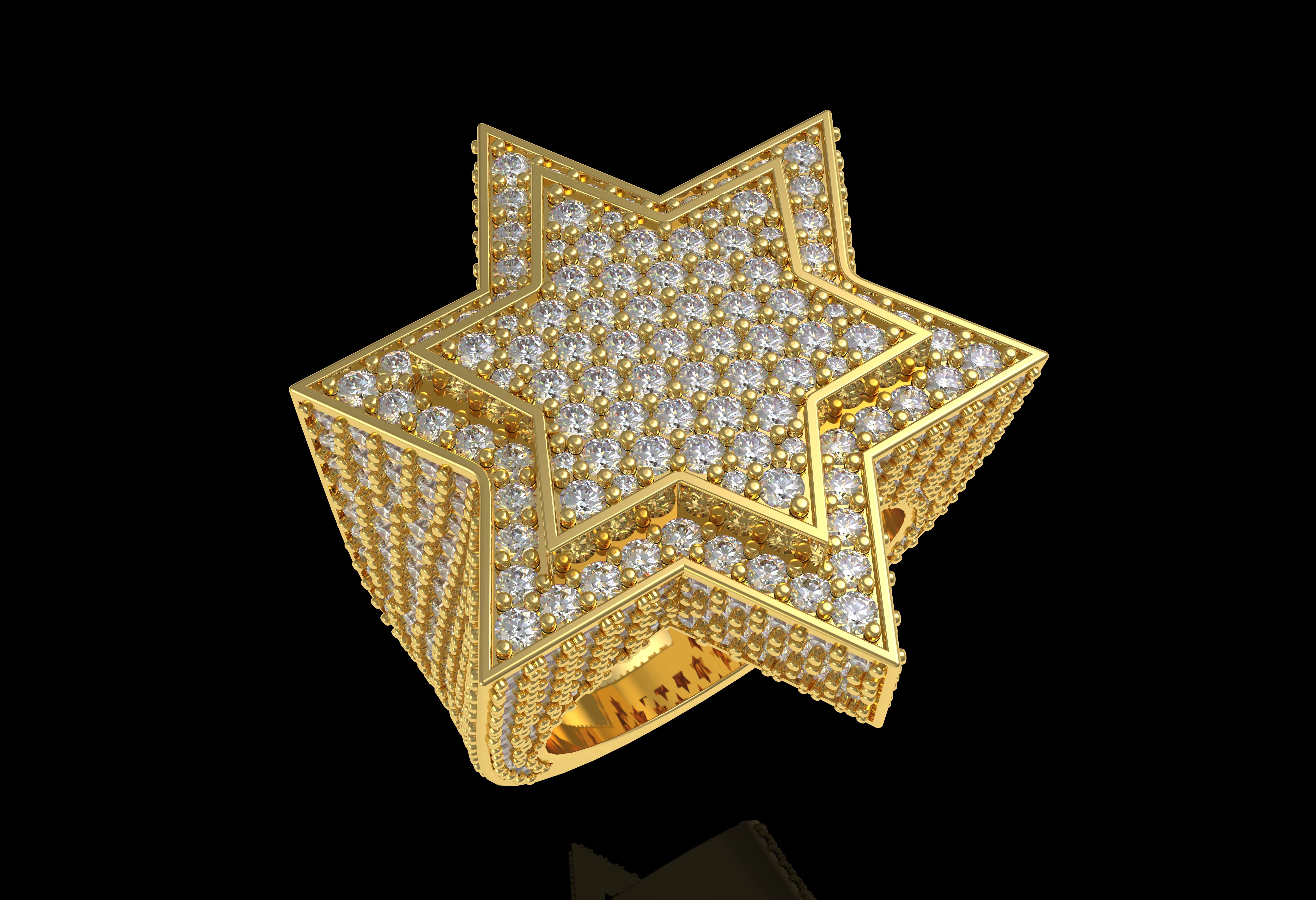 Star Diamond Ring 3D print model_2