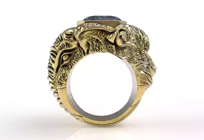 Tiger and Elephant Face Hip Hop Ring