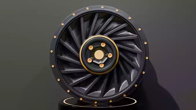 Black car sports wheel rim 3D model