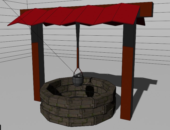 Water Place Sumur Low-poly 3D model_2