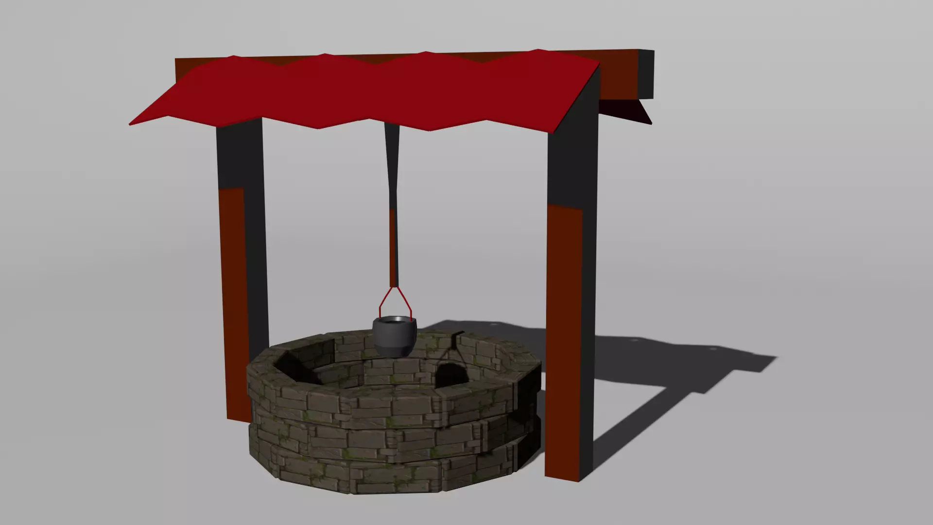 Water Place Sumur Low-poly 3D model_0