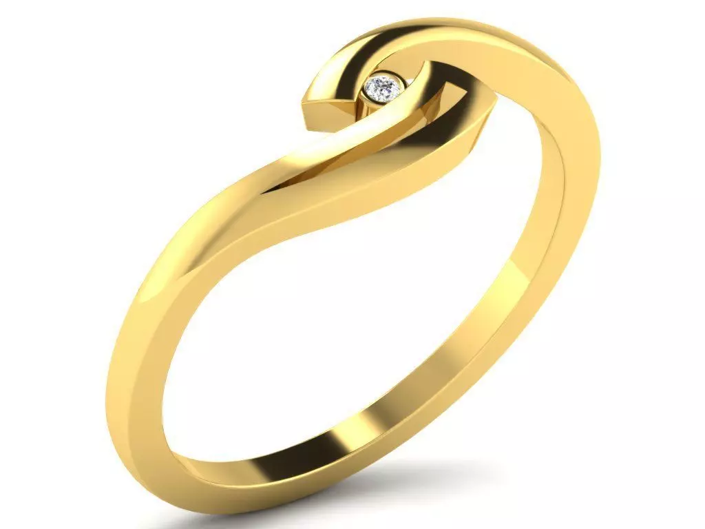 Light Weight Yellow Gold Diamond Ring DR-5705 3D print model_0