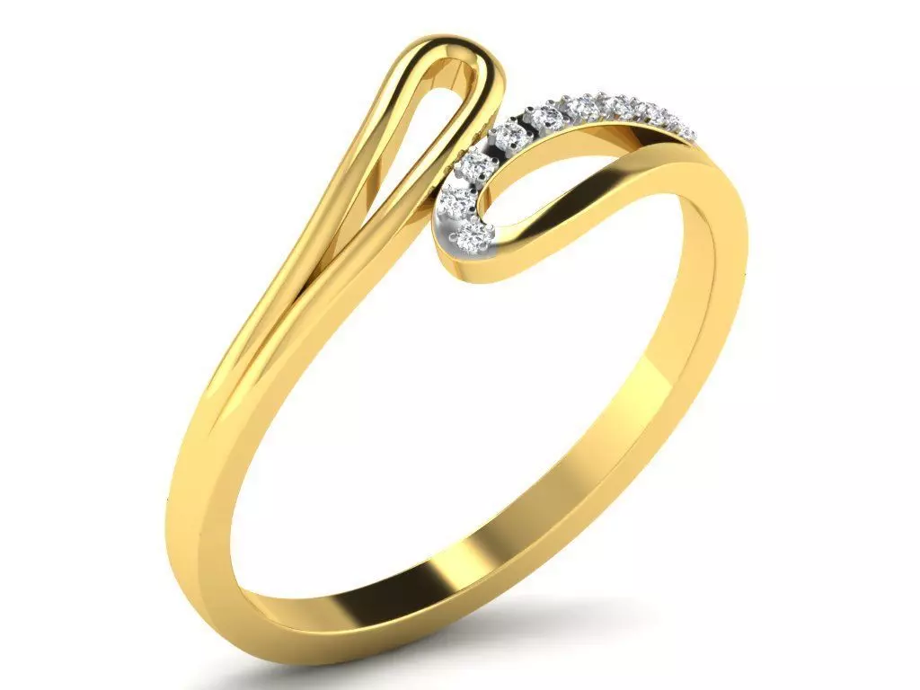 Light Weight Yellow Gold Diamond Ring DR-5707 3D print model_0