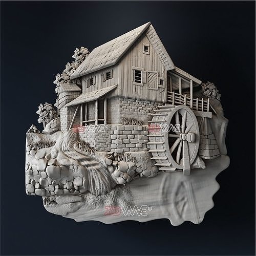 WATERMILL stl model for CNC 3D model
