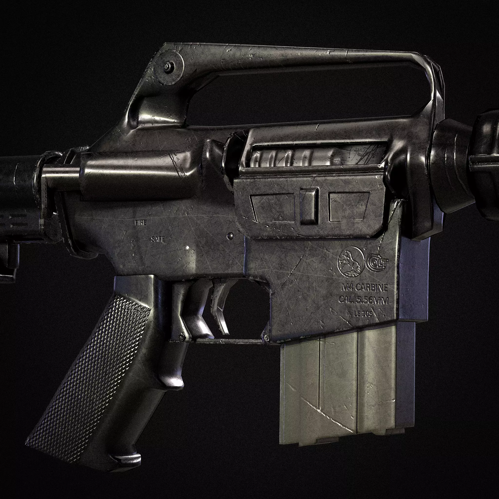 M16 Assault Rifle 3D Model Game-Ready UV Unwrapped and Textured Low-poly 3D model_0