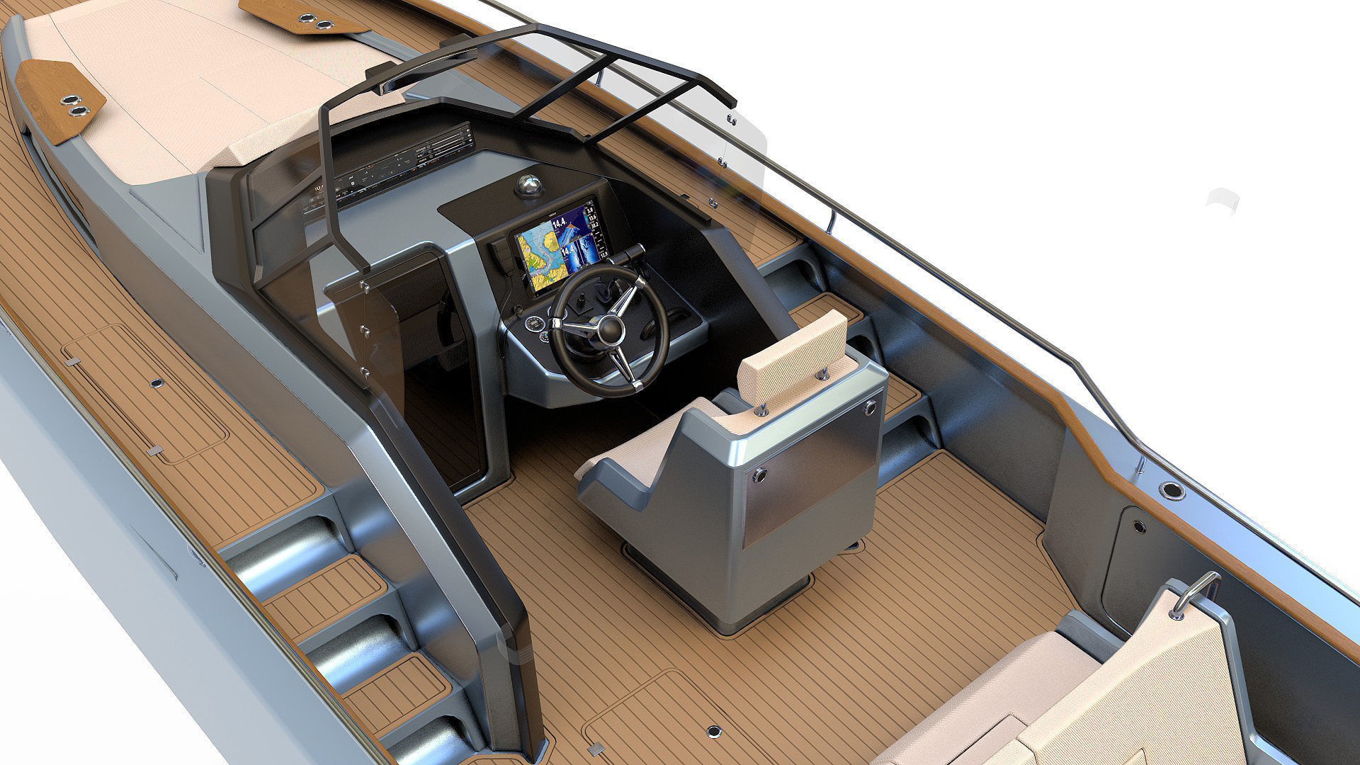 Aluminum powerboat 26 3D model_1