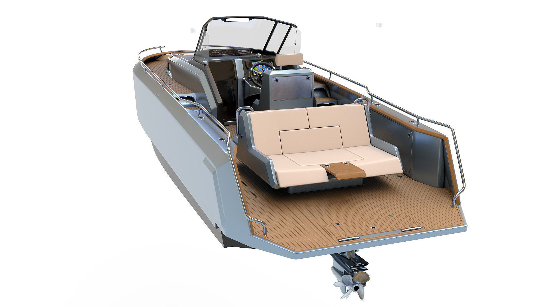 Aluminum powerboat 26 3D model_2