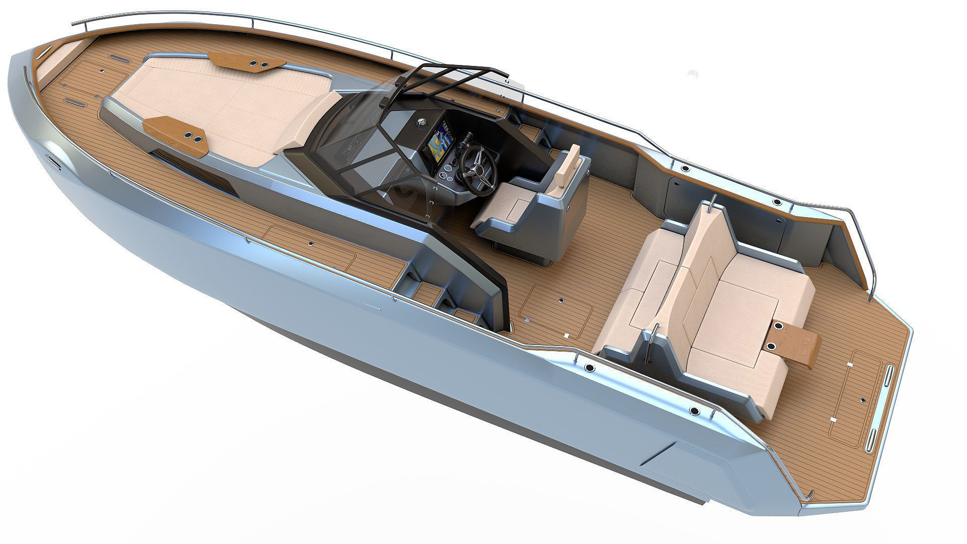 Aluminum powerboat 26 3D model_9