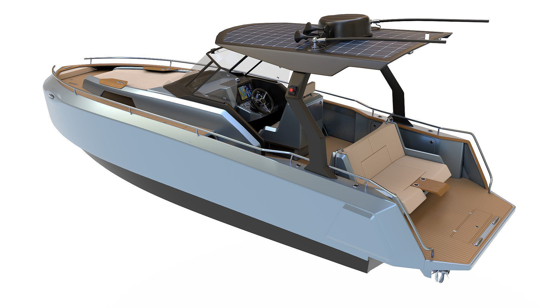 Aluminum powerboat 26 3D model_0