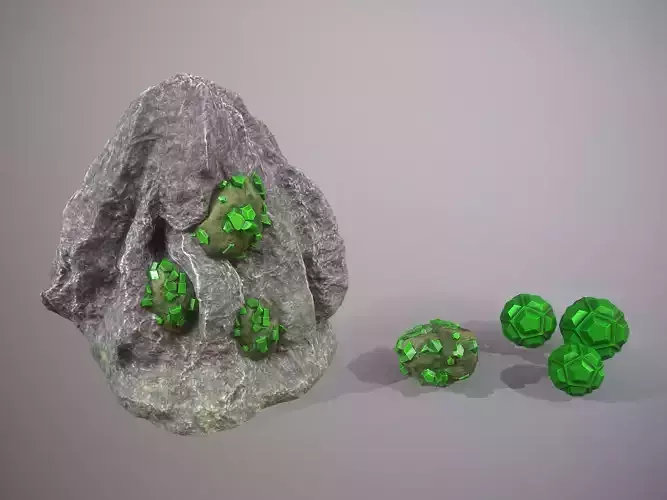 Crystal ore and crystal deposit resource Low-poly 3D model