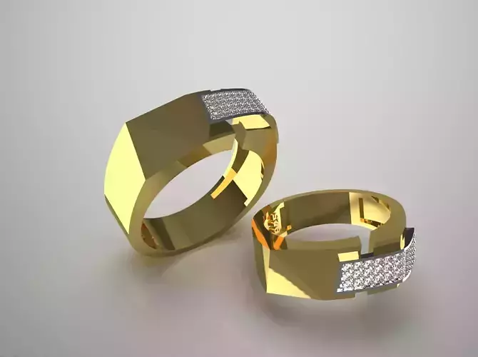 Gold jewelry couple wedding stl 3dm ring cr0015