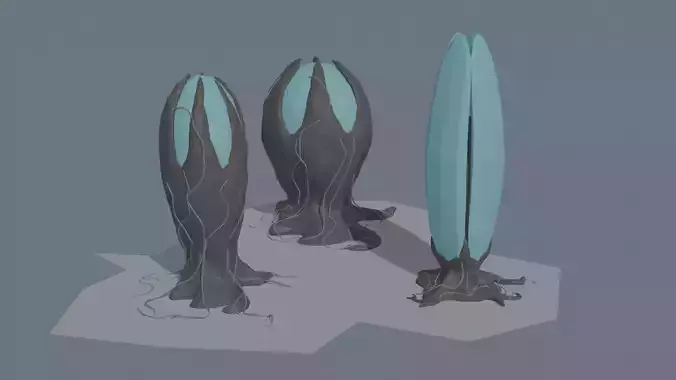 Low-poly stylized sci-fi plants  Low-poly 3D model