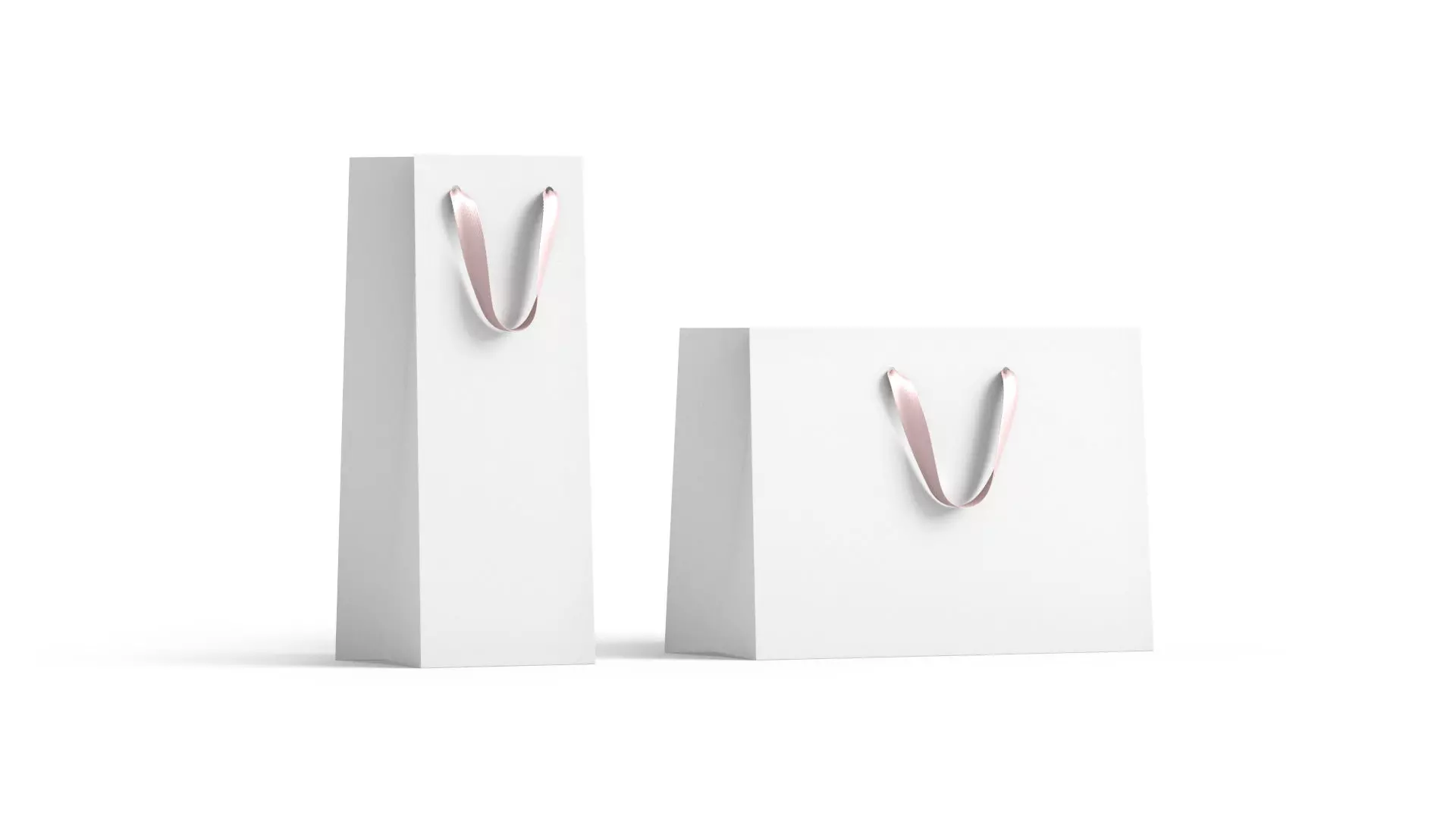 White Paper Gift Bag 2 Type - craft shopping pack set 3D model