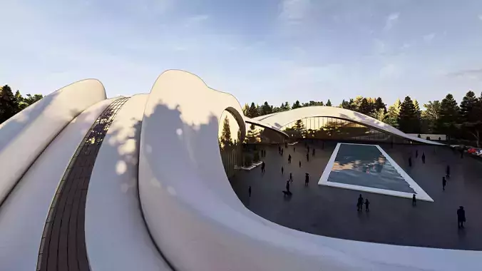 Amorphous Organic Shopping Mall Cultural Center Futuristic Model