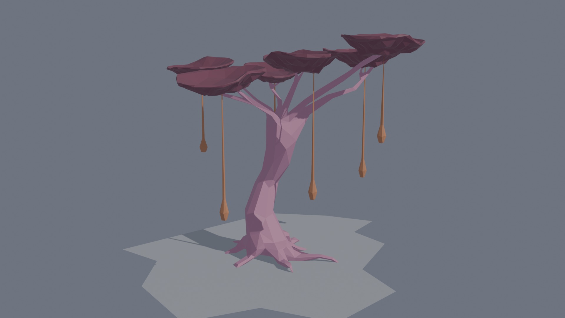 Low-poly stylized sci-fi plant Low-poly 3D model_4