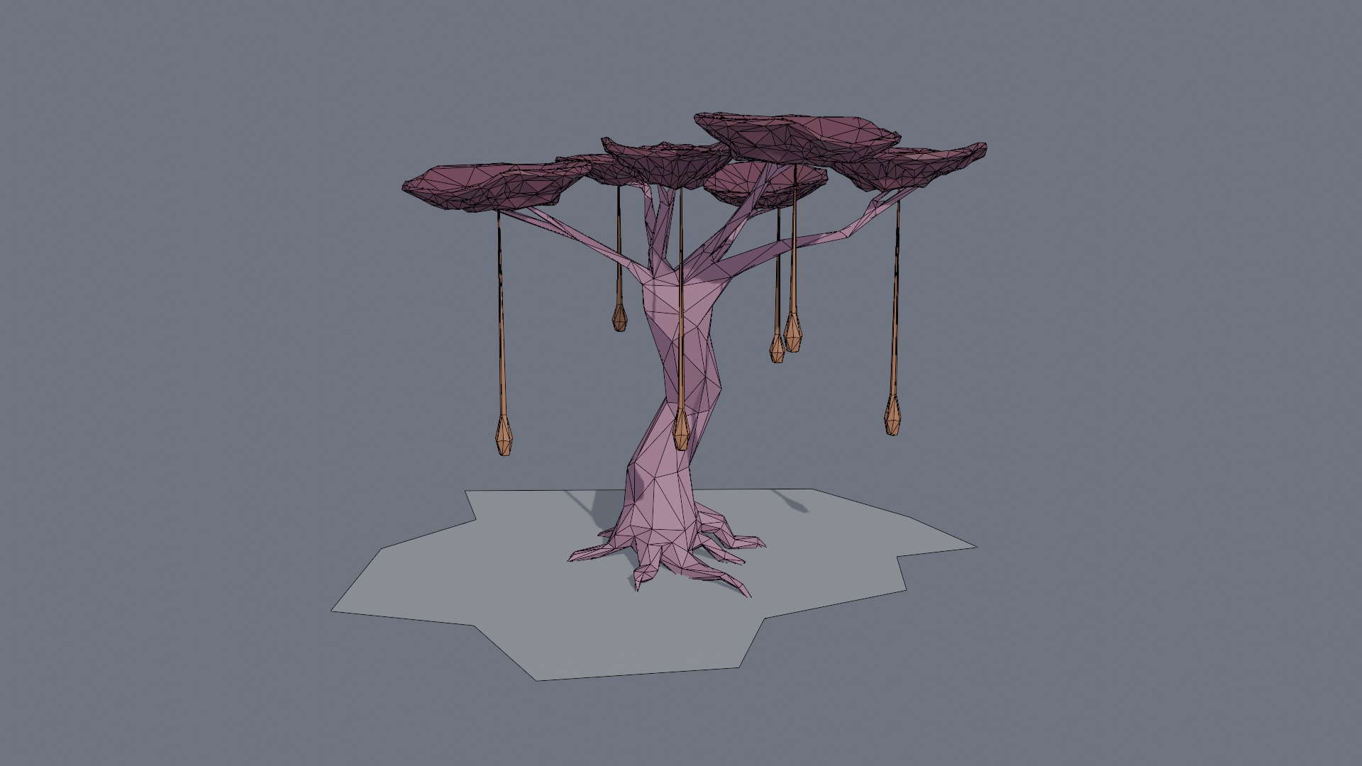 Low-poly stylized sci-fi plant Low-poly 3D model_2