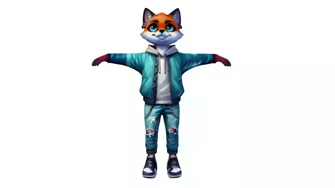 Zeke Foxwell The Adventurous Young Fox Low-poly 3D model