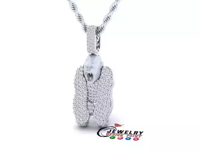 Custom Gorilla Emoji Pendant - Gorilla Face Diamond Necklace