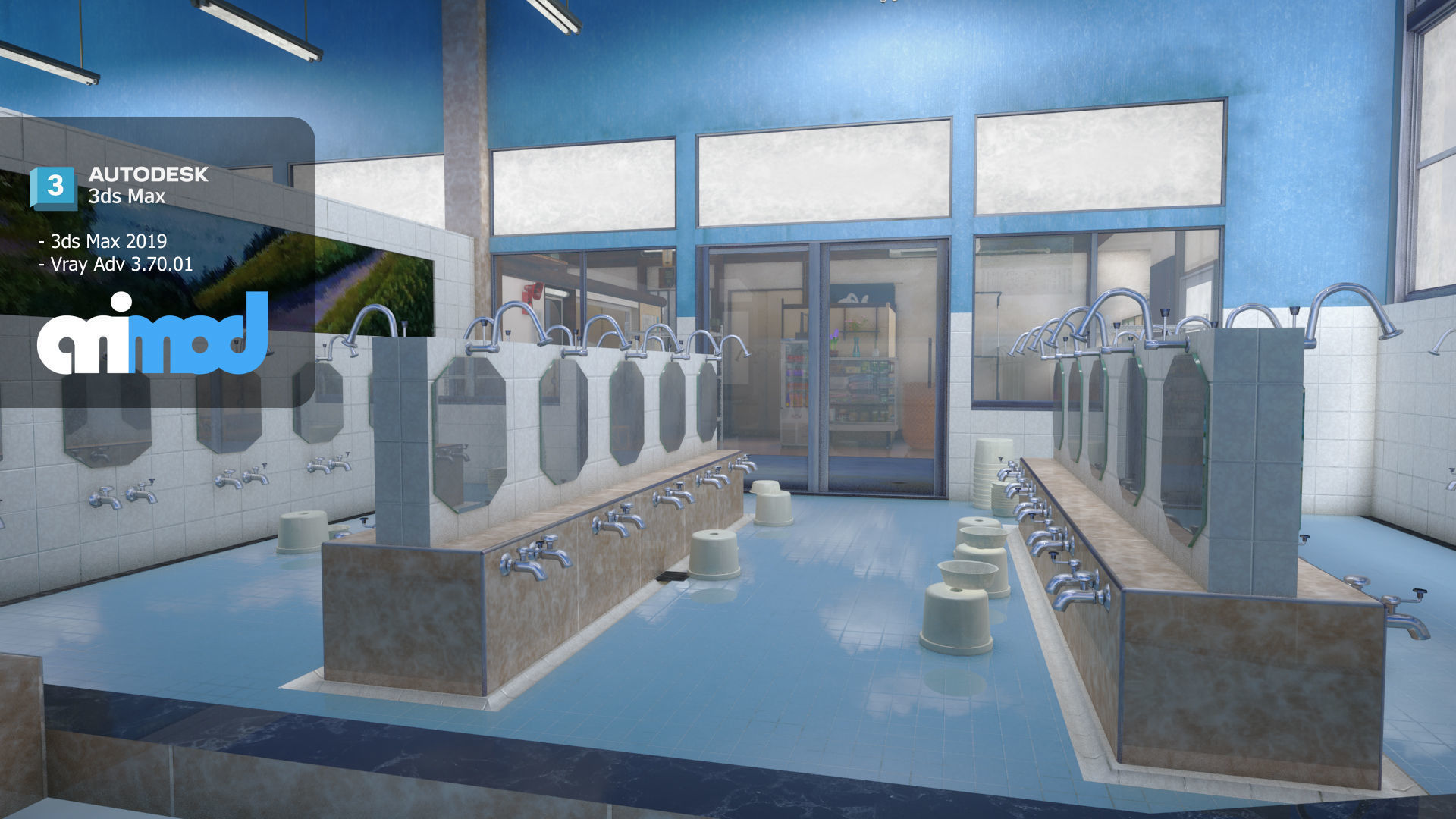 Japanese Bathhouse 3D model_1