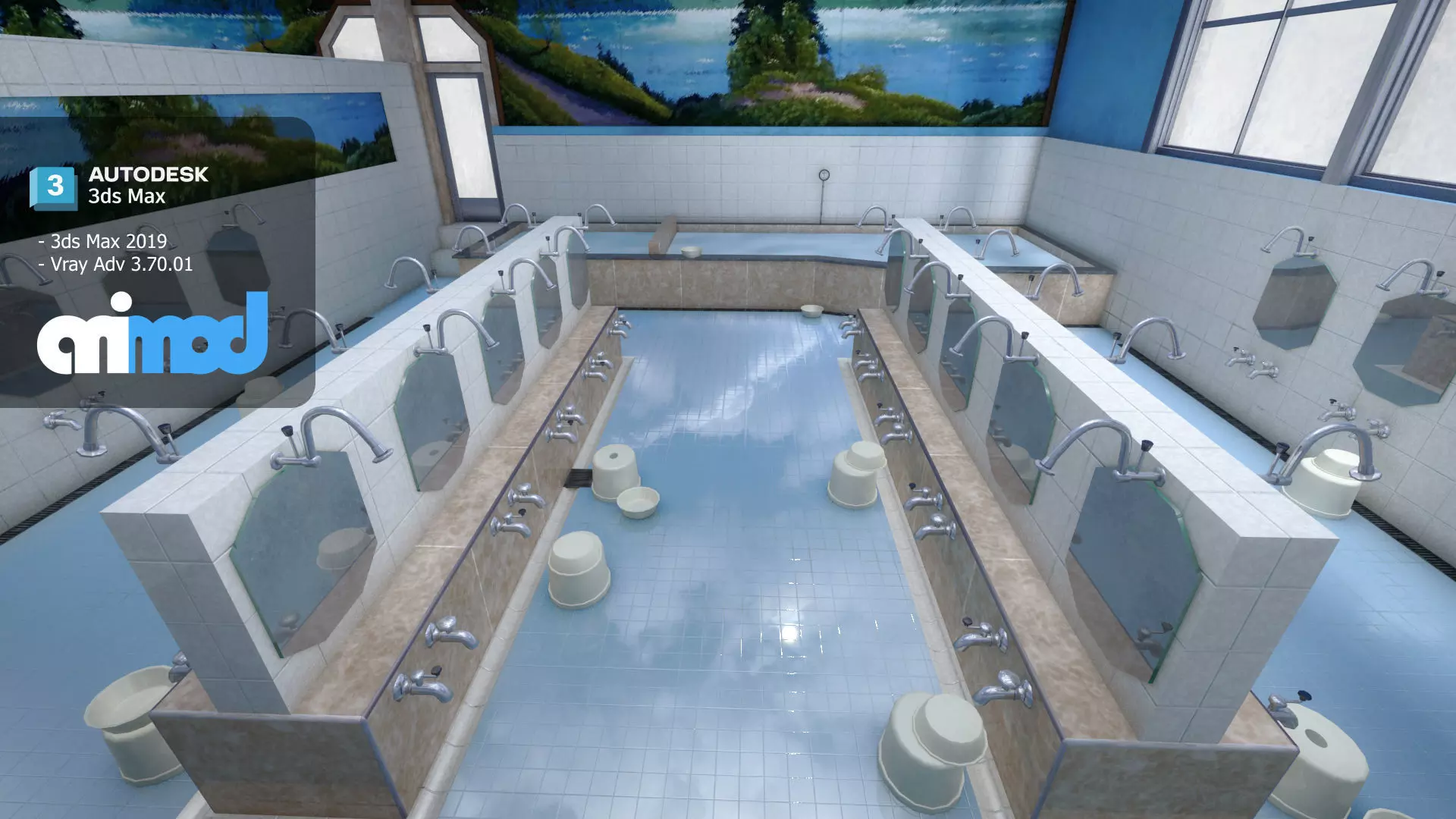 Japanese Bathhouse 3D model_0