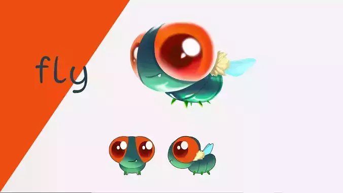 Rigged Cartoon Fly