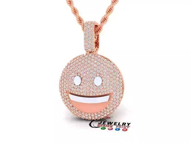 Custom Grinning Face Emoji Diamond Pendant - Grinning Emoji 1in