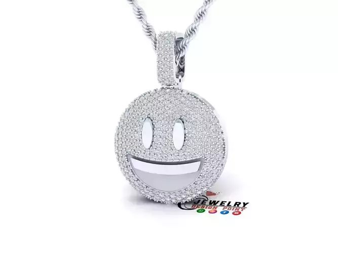 Custom Grinning Face w Big Eyes Face Pendant - Grinning Emoji