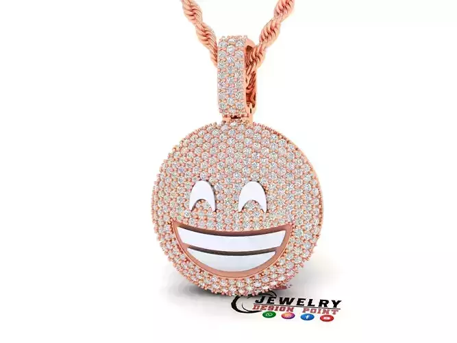 Custom Grinning Face Smiling Eyes Emoji Diamond Pendant