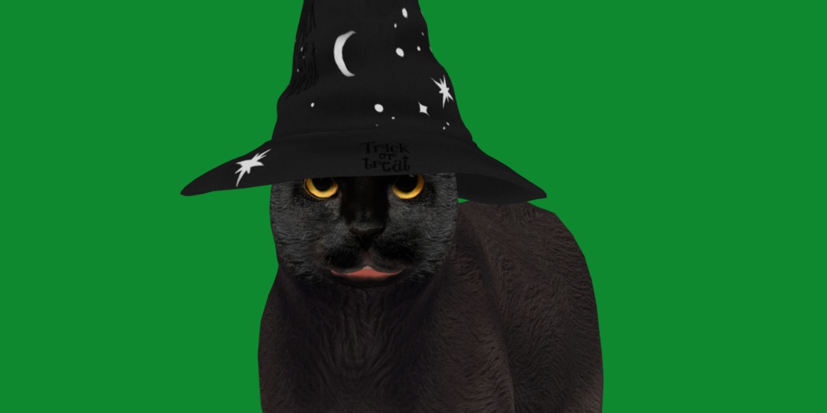 Halloween Black Cat Low-poly 3D model_2