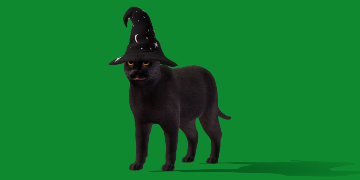Halloween Black Cat Low-poly 3D model_20