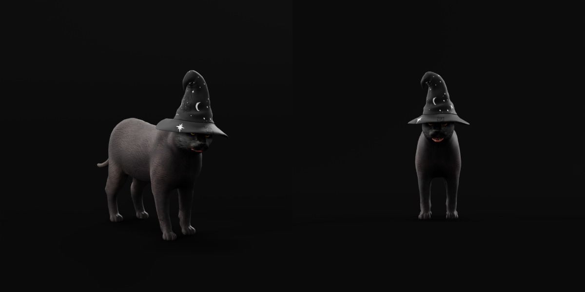 Halloween Black Cat Low-poly 3D model_29