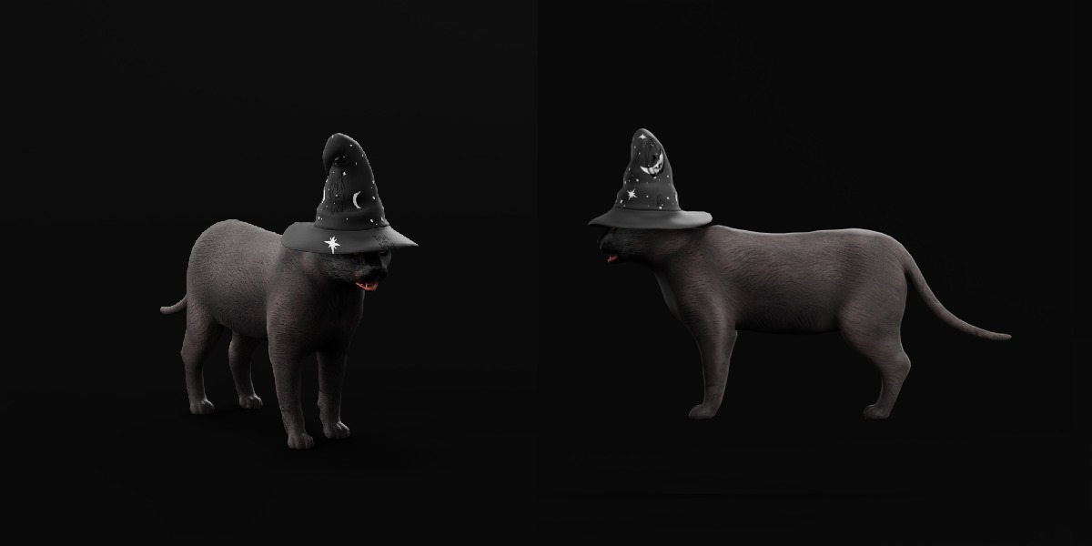 Halloween Black Cat Low-poly 3D model_31